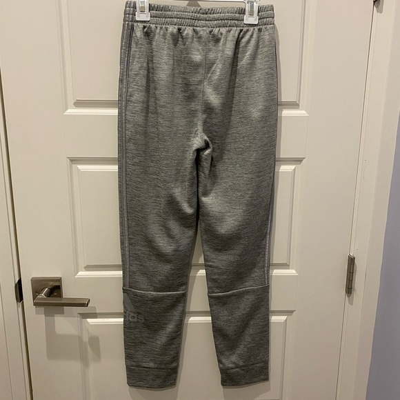 2/$10 Adidas Silver and Gray Joggers Sweatpants Three Stripes Girls Large - Picture 2 of 4